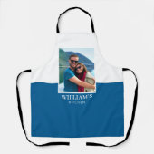 名前パーソナライズされたフォトブルー白モダン エプロン (正面)