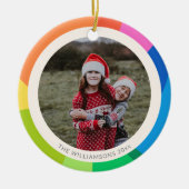 名前パーソナライズされたフォトレインボーカラフルフレーム セラミックオーナメント (正面)