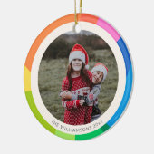 名前パーソナライズされたフォトレインボーカラフルフレーム セラミックオーナメント (左)