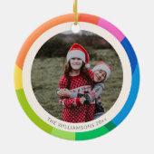 名前パーソナライズされたフォトレインボーカラフルフレーム セラミックオーナメント (裏面)