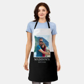 名前パーソナライズされたフォト白黒 エプロン (着用した状態)