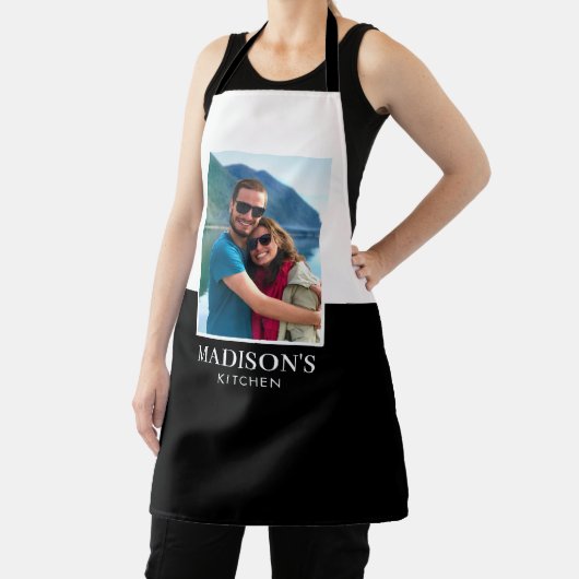 名前パーソナライズされたフォト白黒 エプロン (インサイチュ)