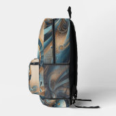 名前パーソナライズされたフラモダンルタルブルー金ゴールドシック プリントバックパック (右)