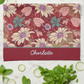 名前パーソナライズされたフローラのシームレスなパターン キッチンタオル (折り畳み)