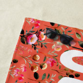 名前パーソナライズされたフローラ暖かいヴィンテージオレンジ ビーチタオル (インサイチュ)