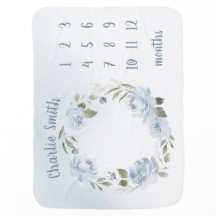 名前パーソナライズされたフローラ男の赤ちゃん月のマイルストーン 