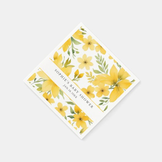 名前パーソナライズされたフローラ赤ちゃんシャワー スタンダードカクテルナプキン (角)