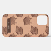 名前パーソナライズされたブラウンヴィンテージタイプライター Case-Mate iPhoneケース (裏面 (横))