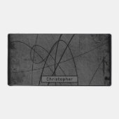 名前パーソナライズされたブラックグレー男らし抽象芸術 デスクマット (正面)