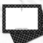 名前パーソナライズされたブラックプレイドクリスチャンクロス ノートカード