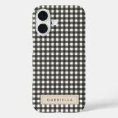 名前パーソナライズされたブラックヴィンテージジンガムプレイドシック Case-Mate iPhoneケース (裏面)