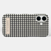 名前パーソナライズされたブラックヴィンテージジンガムプレイドシック Case-Mate iPhoneケース (裏面 (横))