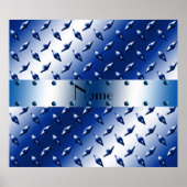 名前パーソナライズされたブルーダイヤモンドプレート鋼 ポスター (正面)