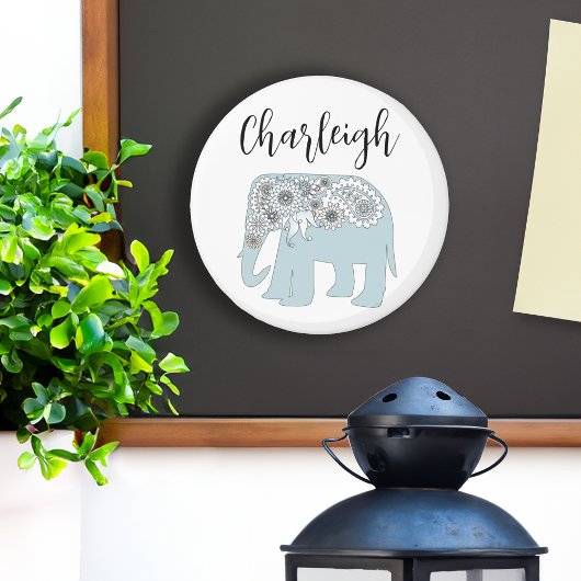 名前パーソナライズされたブルーペイズリーゾウ マグネット