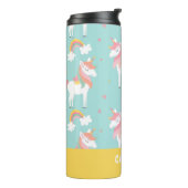 名前パーソナライズされたブルーレインボーユニコーンキッズ タンブラー (回転左)