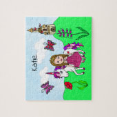 名前パーソナライズされたプリンセスとユニコーンフェアヤタール ジグソーパズル (縦)