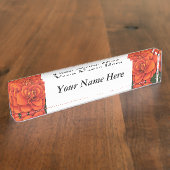 名前パーソナライズされたプレート（時計オプション付き） - Begonia デスクネームプレート (側面)