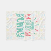 名前パーソナライズされたベビーバニーバタフライイースターエッグ フリースブランケット (正面(横))