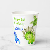 名前パーソナライズされたベビー恐竜パーティー 紙コップ (裏面)