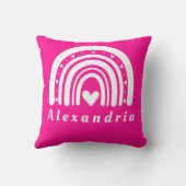 名前パーソナライズされたホットピンクレインボー クッション (裏面)
