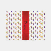 名前パーソナライズされたホワイトビリヤード球赤ストライプ球 フリースブランケット (正面(横))