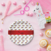 名前パーソナライズされたホワイトビリヤード球赤ストライプ球 ペーパープレート (パーティー)