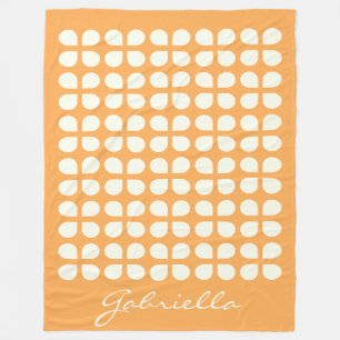 名前パーソナライズされたマスタードイエロージオメトリックウォーム フリースブランケット