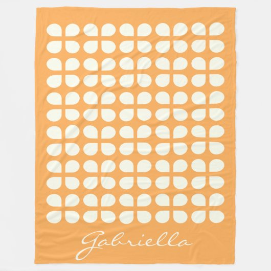 名前パーソナライズされたマスタードイエロージオメトリックウォーム フリースブランケット (正面)