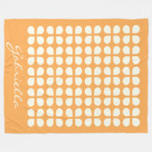 名前パーソナライズされたマスタードイエロージオメトリックウォーム フリースブランケット (正面(横))