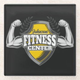 名前パーソナライズされたマッスルフィットネストレーナージム ガラスコースター