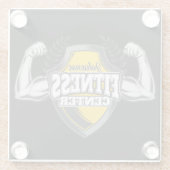 名前パーソナライズされたマッスルフィットネストレーナージム ガラスコースター (裏面)