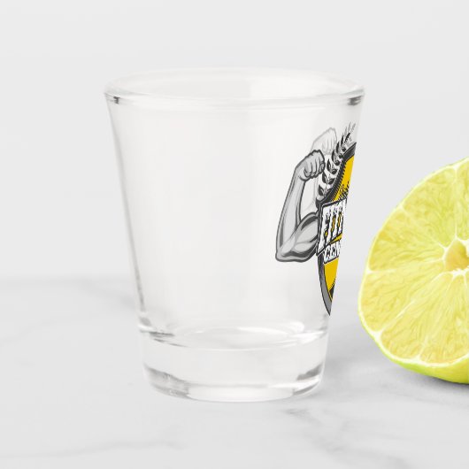 名前パーソナライズされたマッスルフィットネストレーナージム ショットグラス (左)