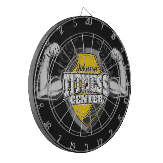 名前パーソナライズされたマッスルフィットネストレーナージム ダーツボード (正面左)