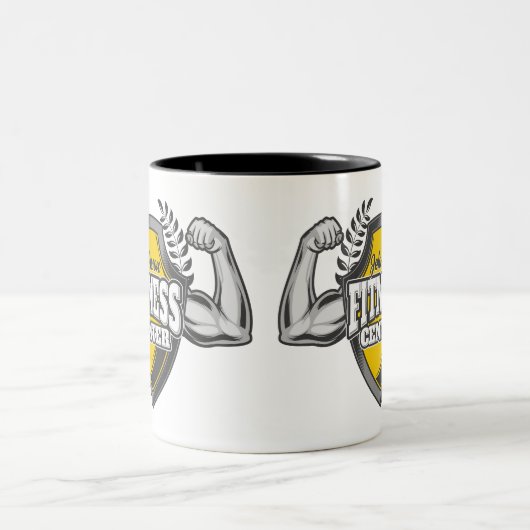 名前パーソナライズされたマッスルフィットネストレーナージム ツートーンマグカップ (中央)
