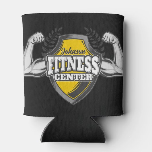 名前パーソナライズされたマッスルフィットネストレーナージム 缶クーラー (裏面)