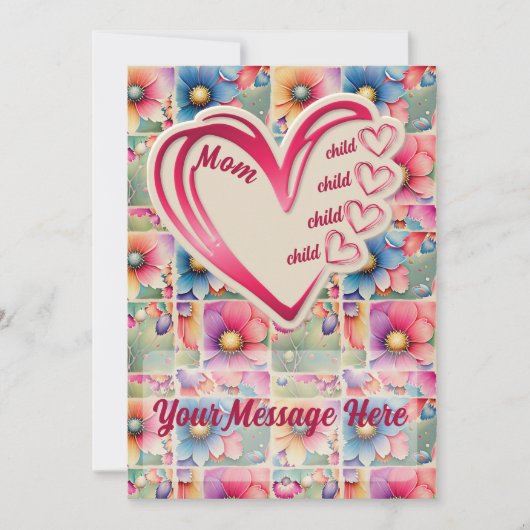 名前パーソナライズされたママ子供フローラ母の日 シーズンカード (正面)