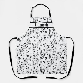 名前パーソナライズされたミュージックノートのパターンエプロン エプロン