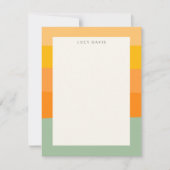 名前パーソナライズされたミュート自然パステルストライプ ノートカード (正面)