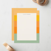 名前パーソナライズされたミュート自然パステルストライプ ノートカード (正面/裏面インサイチュ)