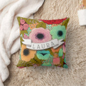 名前パーソナライズされたメイクアップデザイ色彩の鮮やかナフローラ クッション (ブランケット)