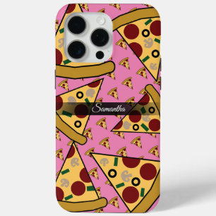 名前パーソナライズされたモダンスライスPizza Pink iPhone 15 Pro Maxケース