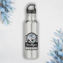 名前パーソナライズされたモダンタータンチェック氷スケートで滑る ウォーターボトル