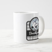 名前パーソナライズされたモダンタータンチェック氷スケートで滑る ジャンボコーヒーマグカップ (正面右)