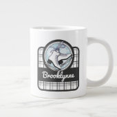 名前パーソナライズされたモダンタータンチェック氷スケートで滑る ジャンボコーヒーマグカップ (右)