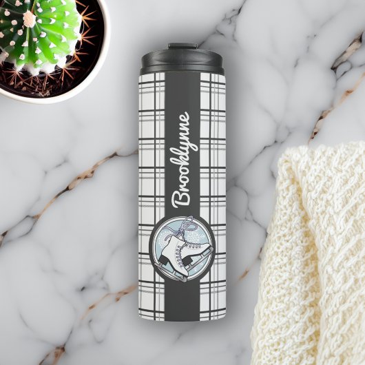 名前パーソナライズされたモダンタータンチェック氷スケートで滑る タンブラー