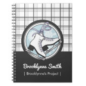 名前パーソナライズされたモダンタータンチェック氷スケートで滑る ノートブック (正面)