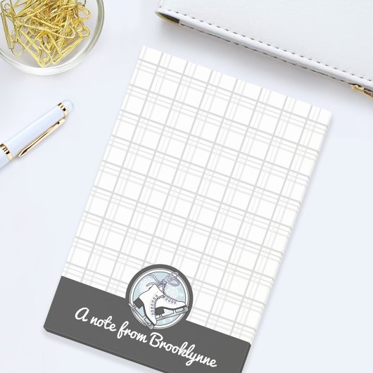 名前パーソナライズされたモダンタータンチェック氷スケートで滑る ポストイット