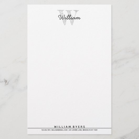 名前パーソナライズされたモノグラムひな形 便箋 (正面)
