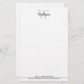 名前パーソナライズされたモノグラムひな形 便箋 (正面/裏面)
