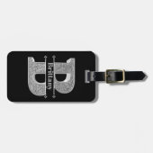 名前パーソナライズされたモノグラムイニシャルシルバーレターB ラゲッジタグ (正面横)